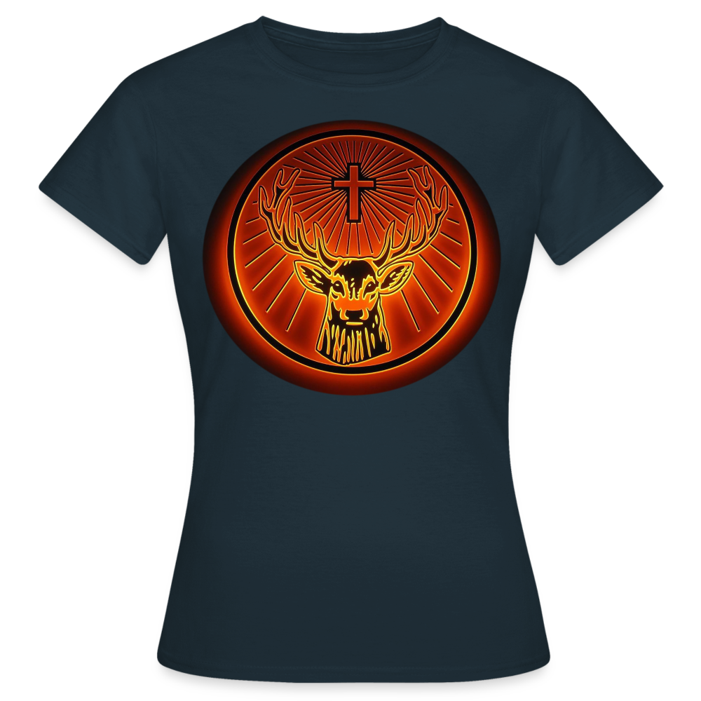Damen Sommer Top Jägermeister T-Shirt Rundhals Streetwear lockeres Damentop - Navy