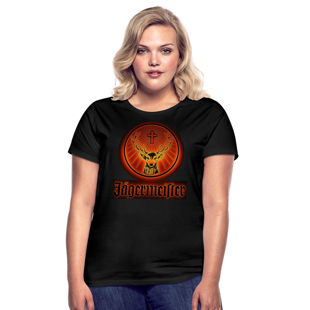 Frauen Sommer Top Jägermeister T-Shirt Rundhals Streetwear lockeres Damentop - Schwarz