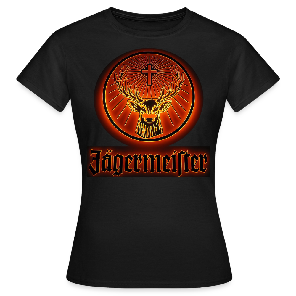 Frauen Sommer Top Jägermeister T-Shirt Rundhals Streetwear lockeres Damentop - Schwarz