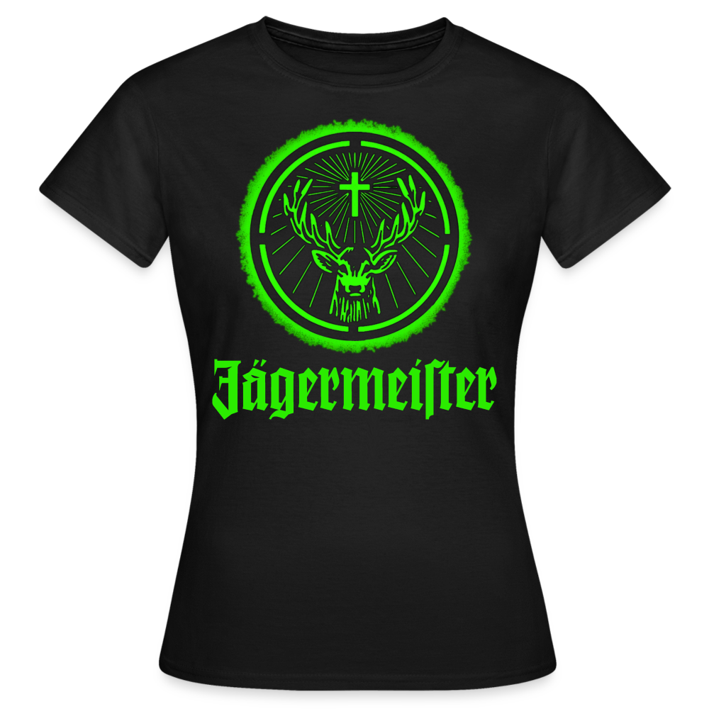 Frauen Sommer Top Jägermeister T-Shirt Rundhals Streetwear lockeres Damentop - Schwarz