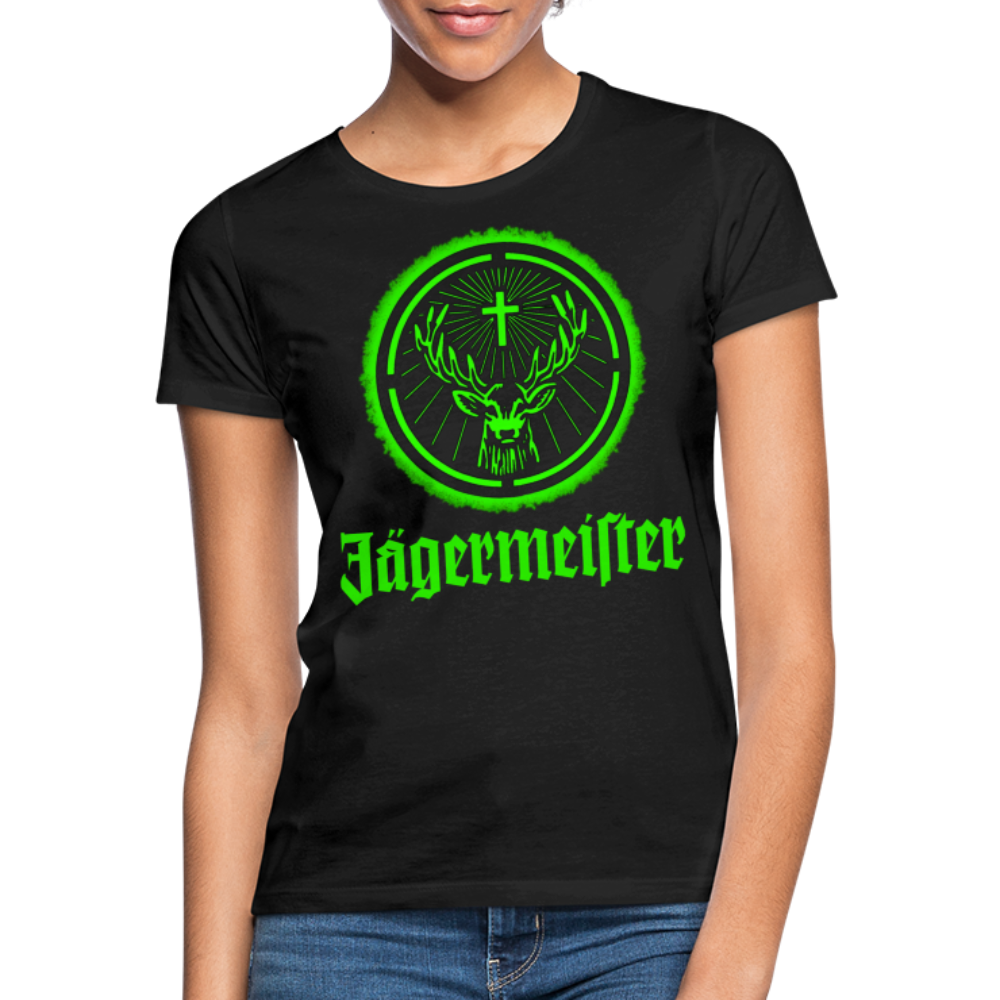 Frauen Sommer Top Jägermeister T-Shirt Rundhals Streetwear lockeres Damentop - Schwarz