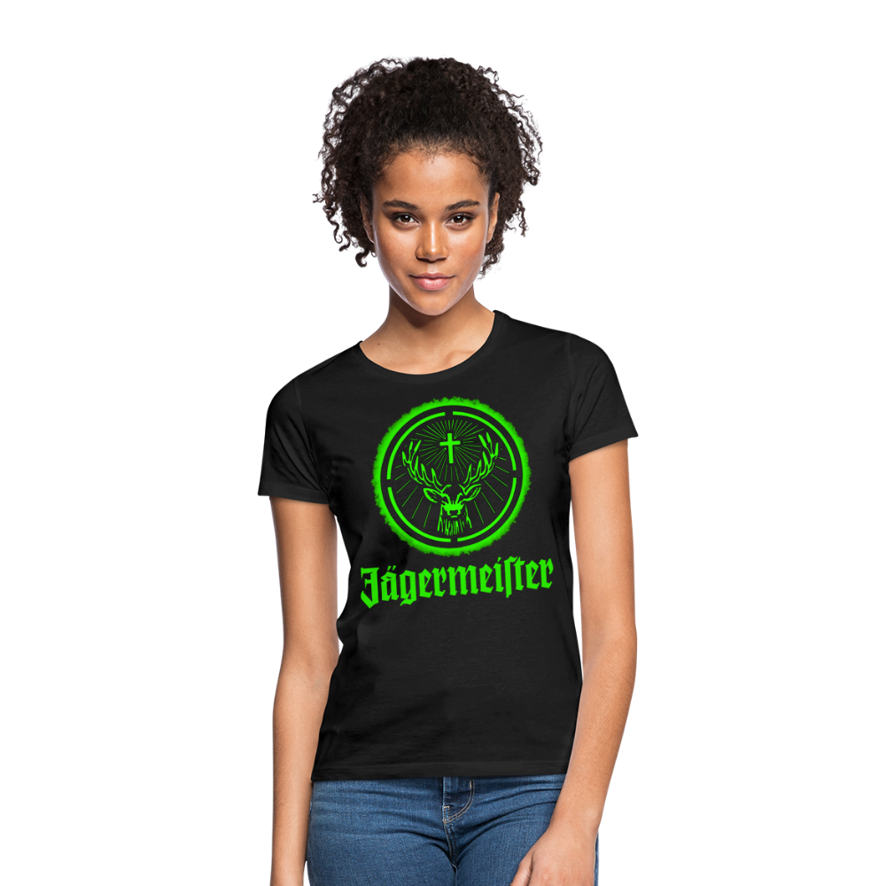 Frauen Sommer Top Jägermeister T-Shirt Rundhals Streetwear lockeres Damentop - Schwarz