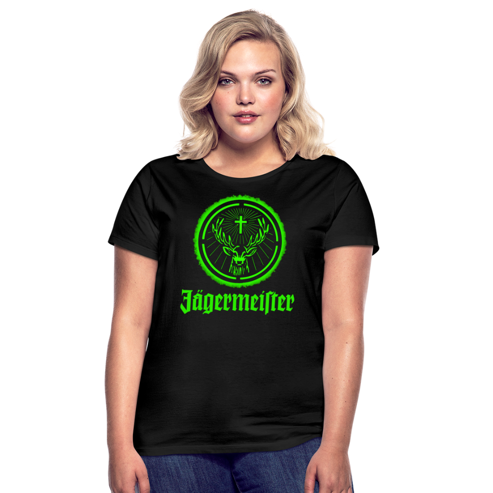 Frauen Sommer Top Jägermeister T-Shirt Rundhals Streetwear lockeres Damentop - Schwarz