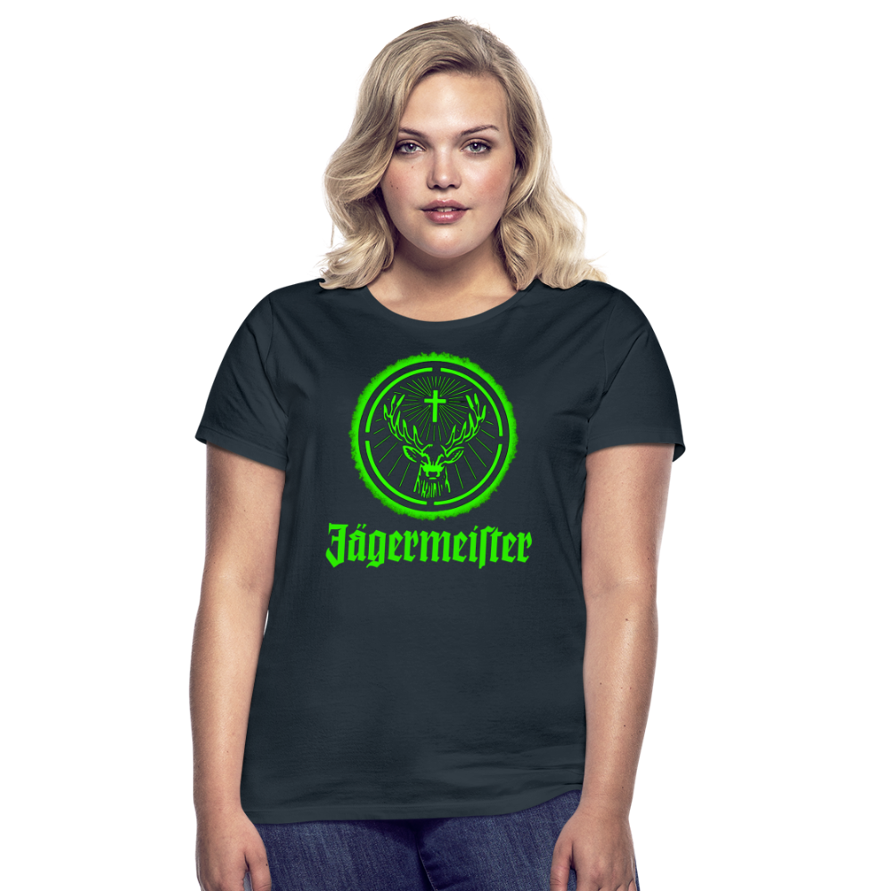 Frauen Sommer Top Jägermeister T-Shirt Rundhals Streetwear lockeres Damentop - Navy