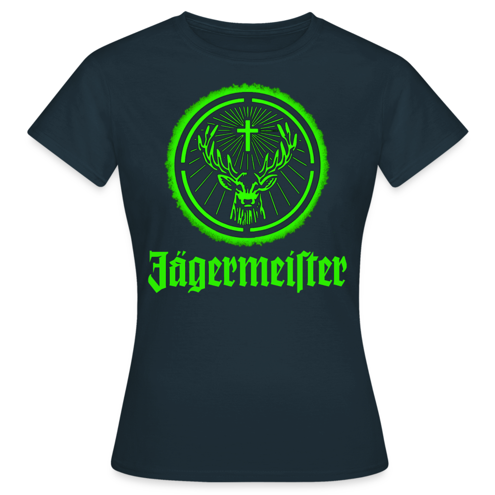 Frauen Sommer Top Jägermeister T-Shirt Rundhals Streetwear lockeres Damentop - Navy