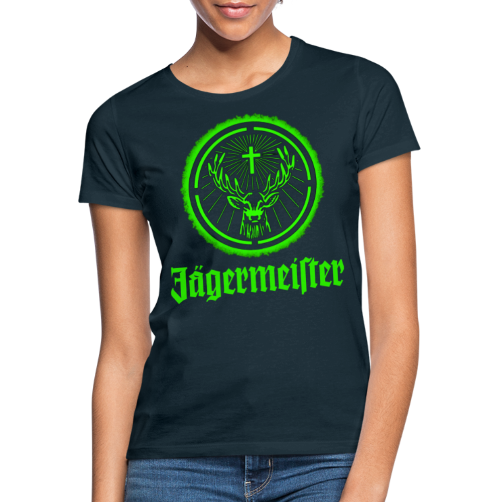Frauen Sommer Top Jägermeister T-Shirt Rundhals Streetwear lockeres Damentop - Navy