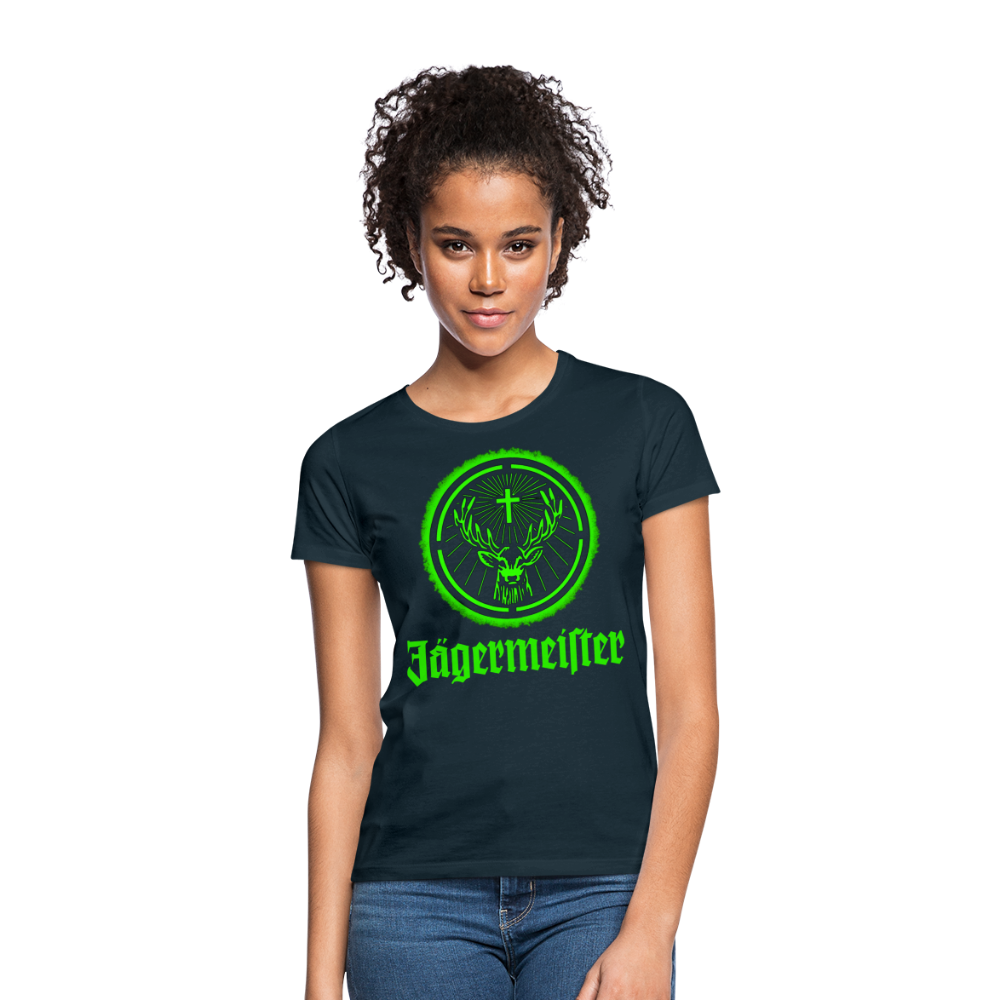 Frauen Sommer Top Jägermeister T-Shirt Rundhals Streetwear lockeres Damentop - Navy