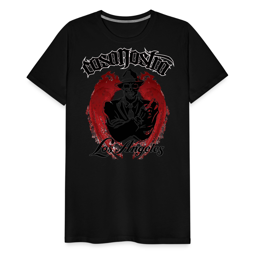 Herren COSA NOSTRA T-Shirt Rundhals Unisex Streetwear 100% Baumwolle - Schwarz