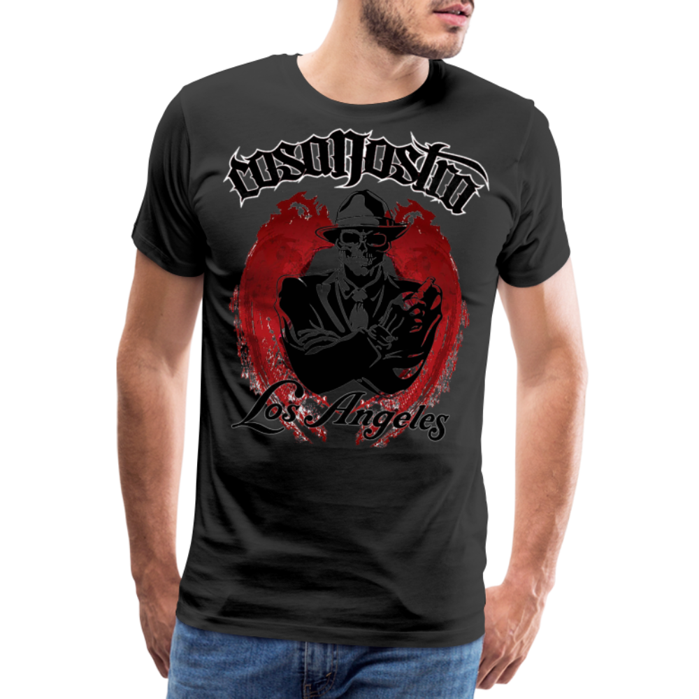 Herren COSA NOSTRA T-Shirt Rundhals Unisex Streetwear 100% Baumwolle - Schwarz