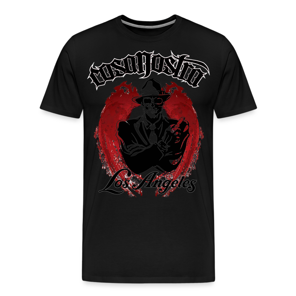 Herren COSA NOSTRA T-Shirt Rundhals Unisex Streetwear 100% Baumwolle - Schwarz
