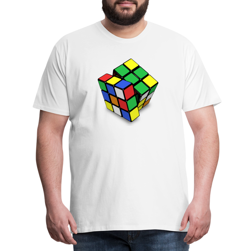 Herren nerdiges Cube T-Shirt Rundhals Unisex 100% Baumwolle Nerd Streetwear - weiß
