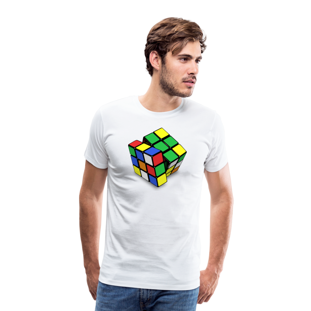 Herren nerdiges Cube T-Shirt Rundhals Unisex 100% Baumwolle Nerd Streetwear - weiß