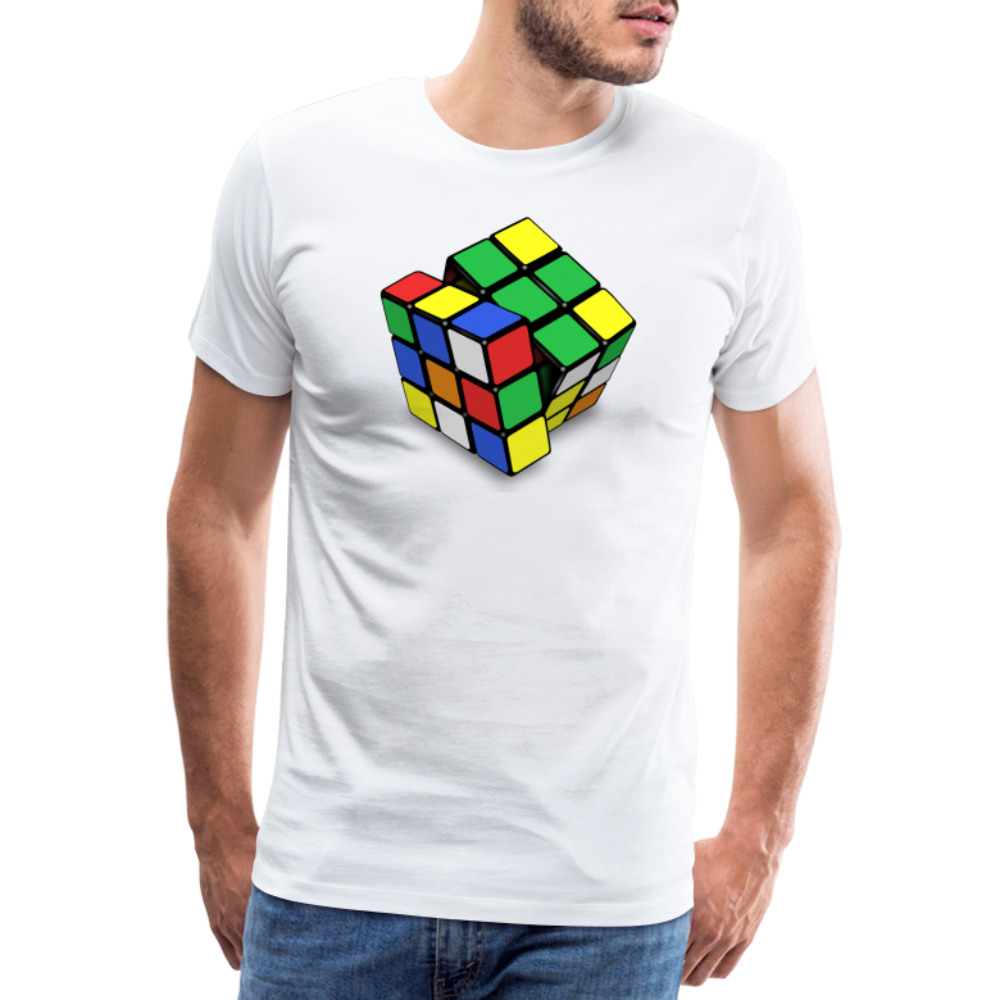 Herren nerdiges Cube T-Shirt Rundhals Unisex 100% Baumwolle Nerd Streetwear - weiß