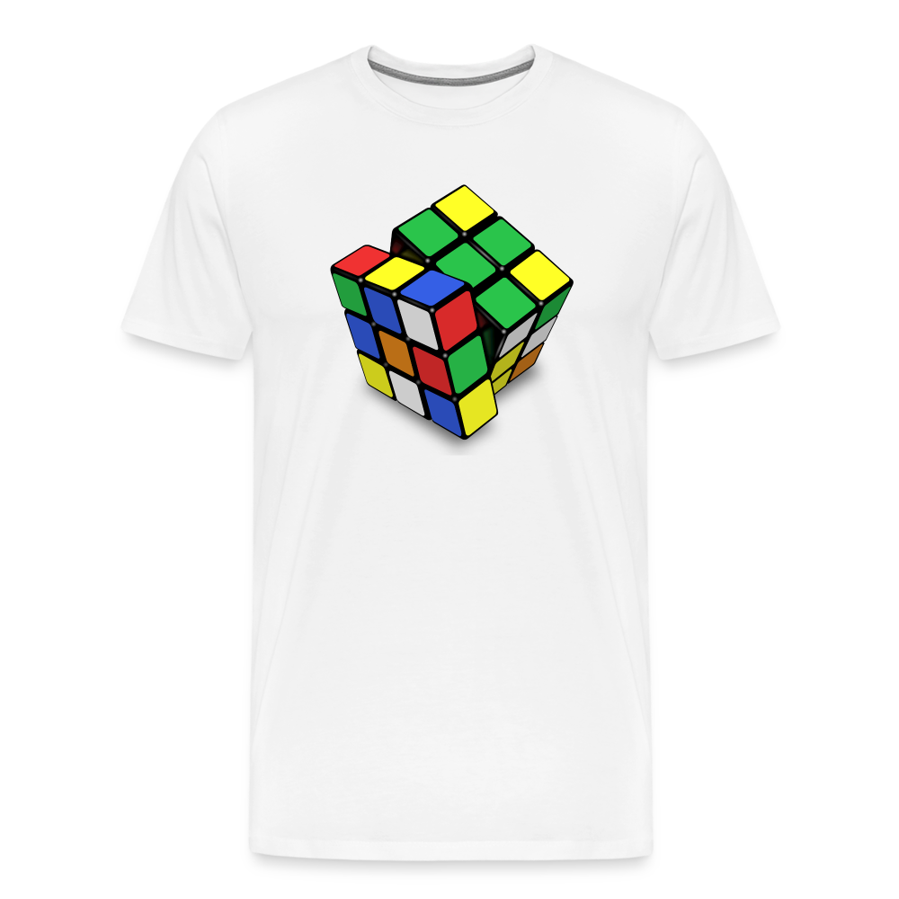 Herren nerdiges Cube T-Shirt Rundhals Unisex 100% Baumwolle Nerd Streetwear - weiß