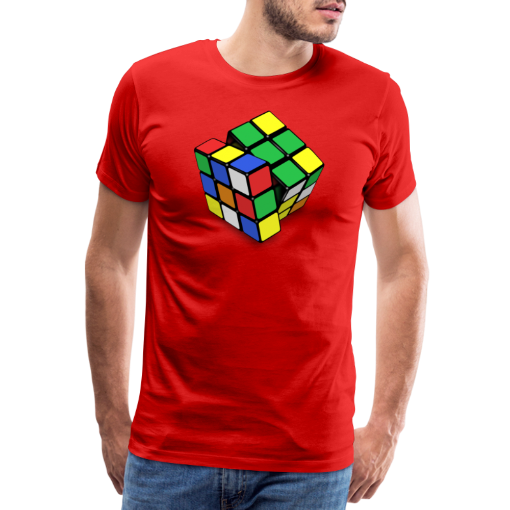 Herren nerdiges Cube T-Shirt Rundhals Unisex 100% Baumwolle Nerd Streetwear - Rot