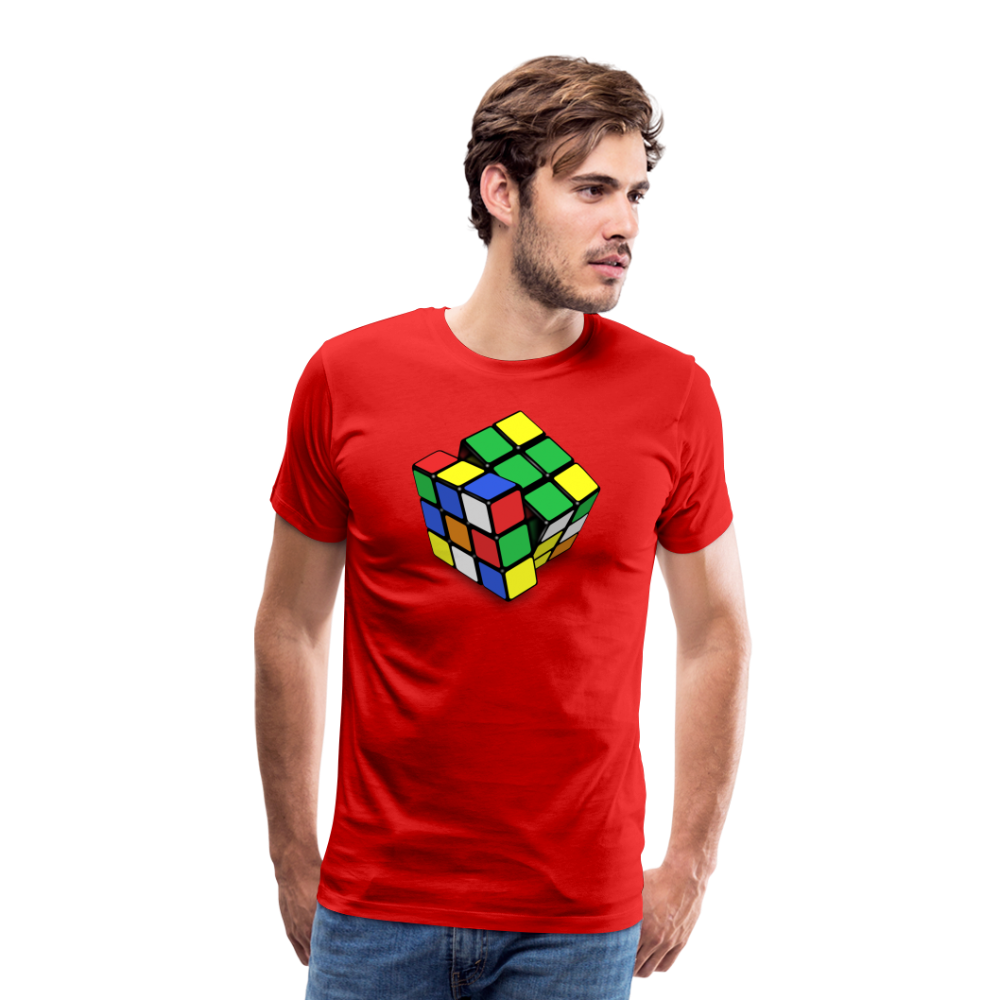 Herren nerdiges Cube T-Shirt Rundhals Unisex 100% Baumwolle Nerd Streetwear - Rot
