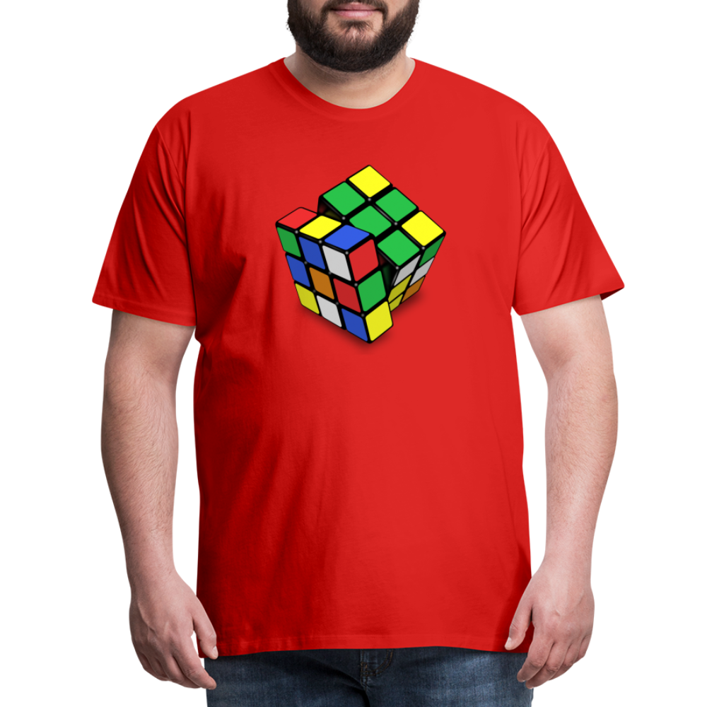 Herren nerdiges Cube T-Shirt Rundhals Unisex 100% Baumwolle Nerd Streetwear - Rot