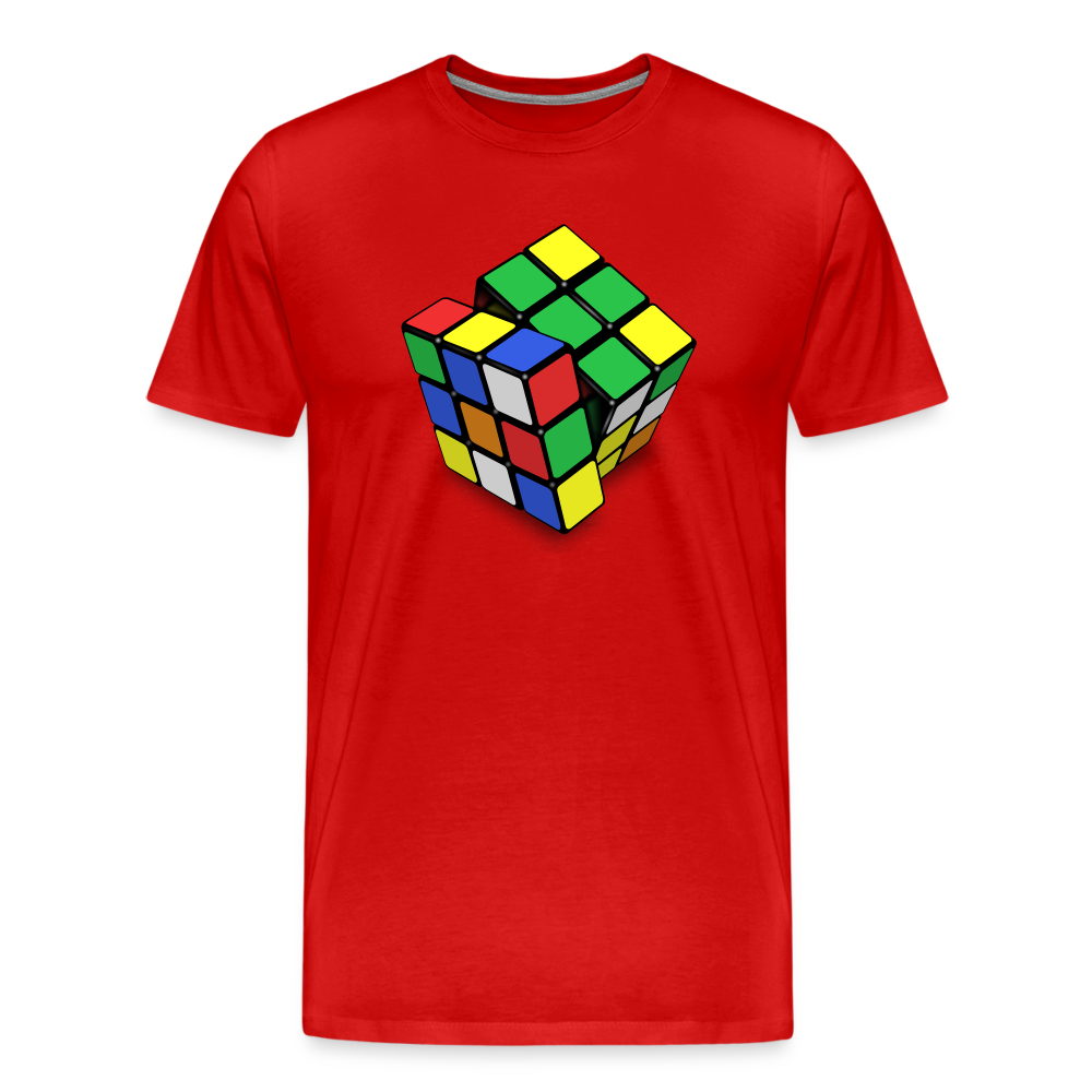 Herren nerdiges Cube T-Shirt Rundhals Unisex 100% Baumwolle Nerd Streetwear - Rot