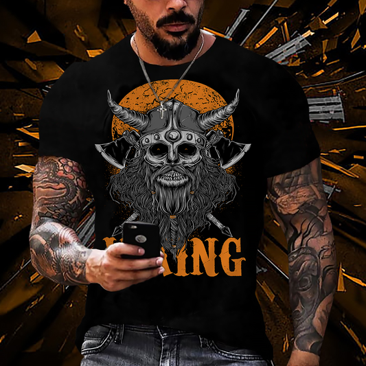 Herren Fashion Vikings Valhalla T-Shirt Rundhals Unisex 100% Baumwolle Streetwear