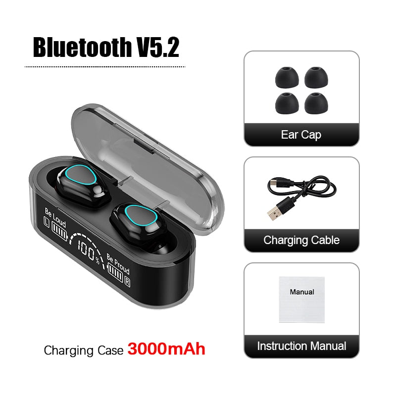 Bluetooth 5,2 Kopfhörer Mini Gaming Headset Stereo Ohrhörer EarBuds mit Mikro