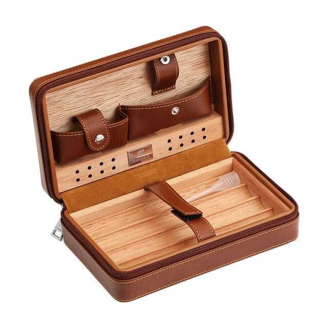 COHIBA Leder Reise Humidor Zigarre Box Zeder Holz Tragbare