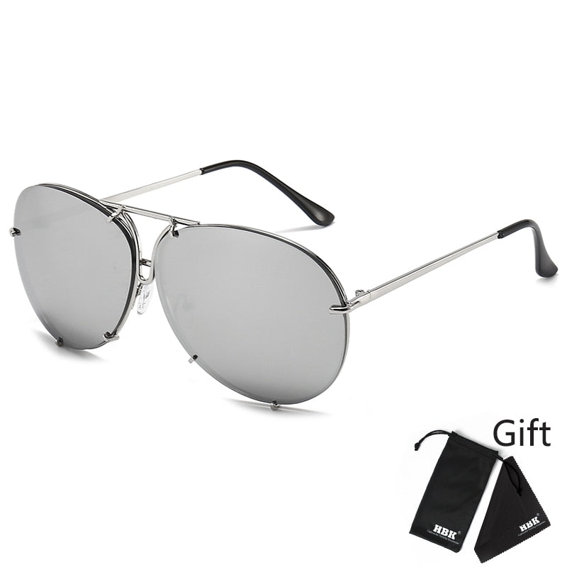 Designer Übergroße Pilot Sonnenbrille Polarisierte Damen Rund Spiegel Gläser