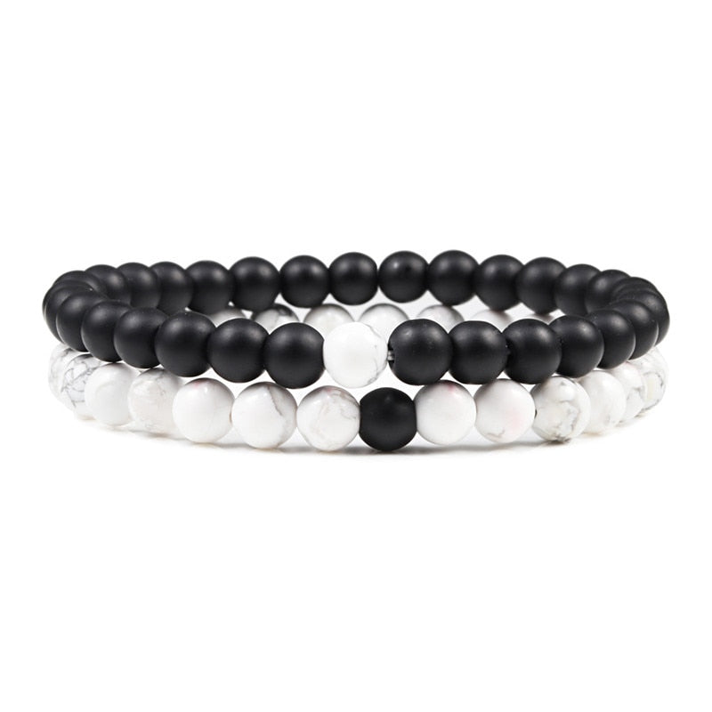 2er SET ARMBAND DAMEN HERREN Naturstein Freundschaftsarmband Yoga