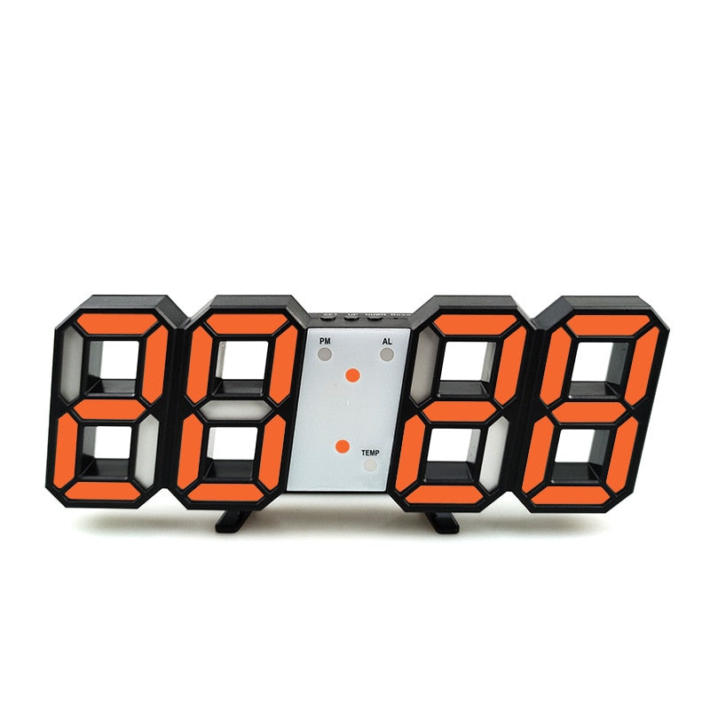 Groß 3D Modern Digital LED Wanduhr 24/12 Stunde USB Display Timer Alarm