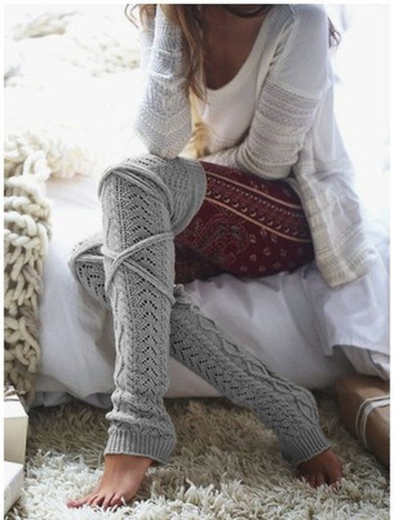 Damen Stulpen Beinwärmer Beinstulpen Beinlinge Legwärmer Häkeln Strümpfe Overknees