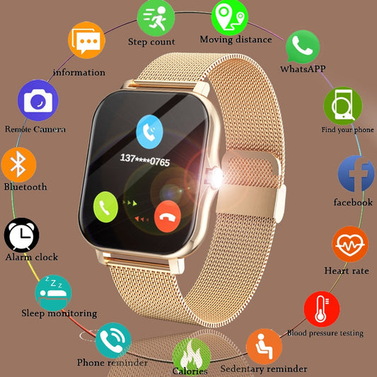 Frauen Smart Watch Männer Farbdisplay Full Touch Fitness Tracker Bluetooth Damen Smartwatch