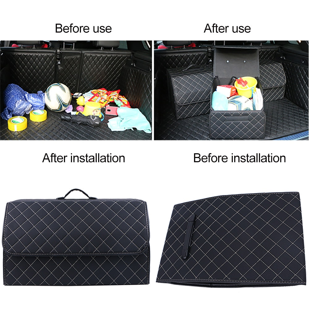 Leder Aufbewahrungsbox Kofferraum Organizer Auto Tasche Klappbarer