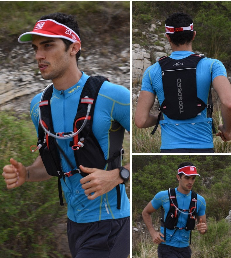 INOXTO trail Ultraleichter Fahrrad Lauf Rucksack mit 5-Liter Trinksystem und Reflektoren