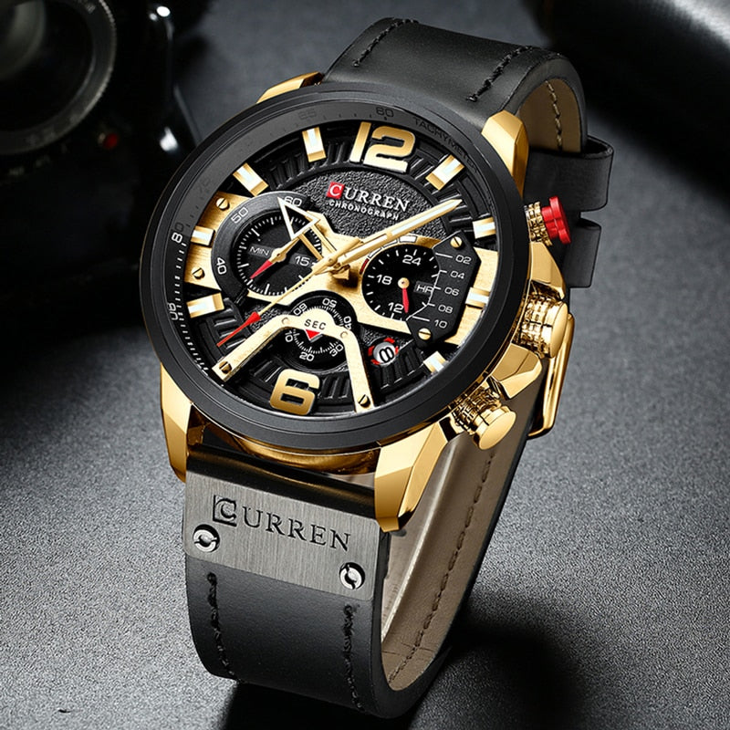 Herren Armbanduhr Silber Schwarz Edelstahl Fashion Luxus Chronograph  Business