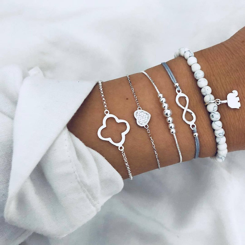 SET Armband Damen  Freundschaftsarmband Yoga Bettelarmbänder Makramee
