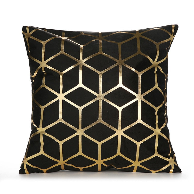Kissenbezug Goldfolie bedruckt schwarz - gold seidig superweich 45cm x45cm NEU