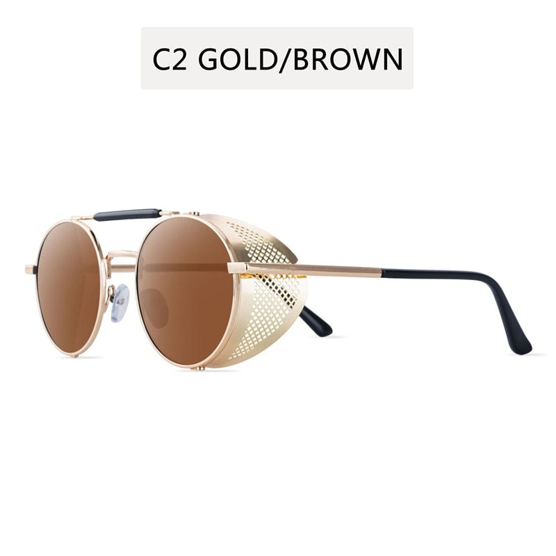 Runde Polarisierte Sonnenbrille Retro Männer Frauen Metall Kreis Fahren Gläser UV400