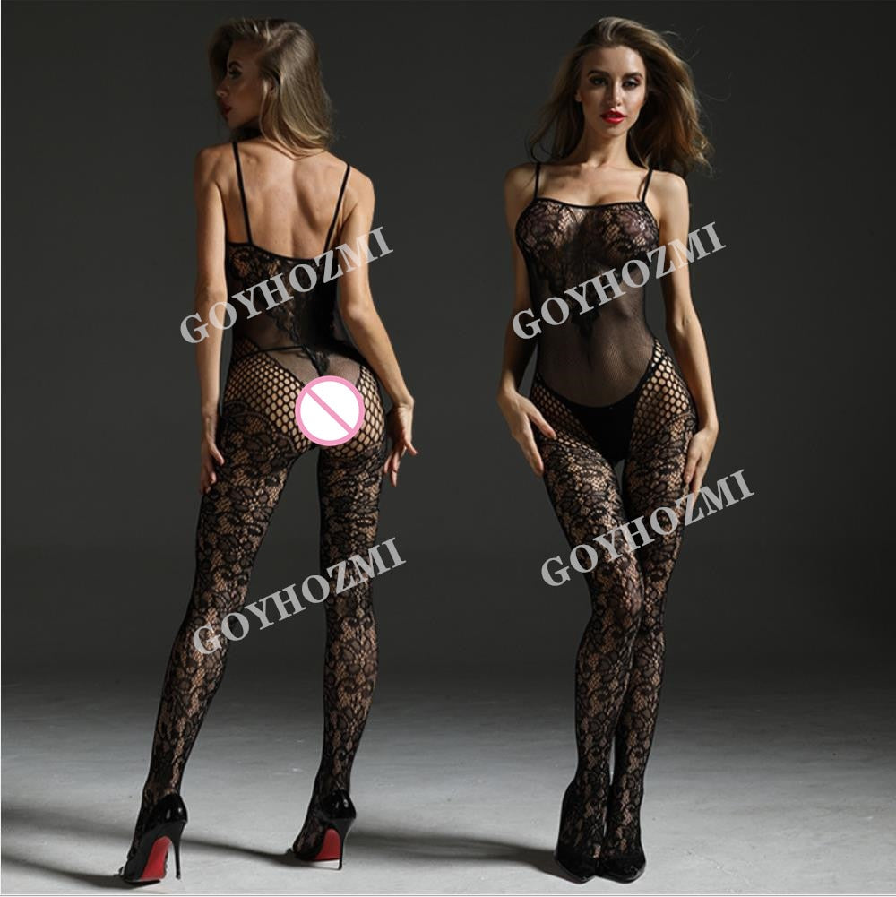 Bodystocking sexy Overall Damen Unterwäsche Dessous Bodysuit Catsuit schwarz