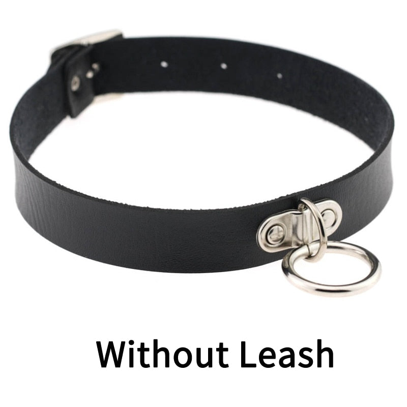Frauen Sexy Punk Leder Dessous Halsband O-Ring Gürtelschnalle Halskette