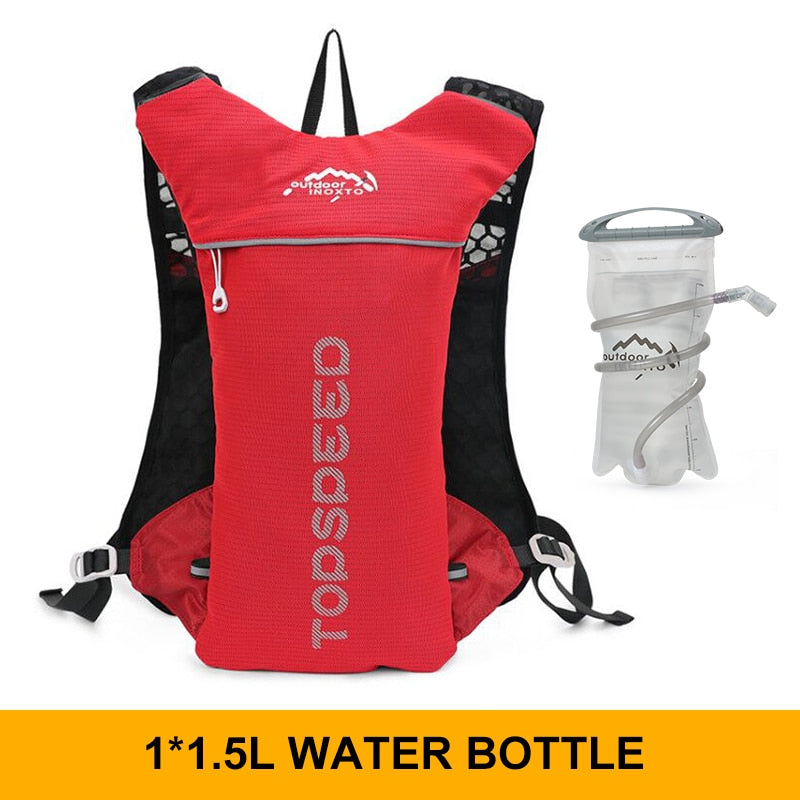 INOXTO trail Ultraleichter Fahrrad Lauf Rucksack mit 5-Liter Trinksystem und Reflektoren