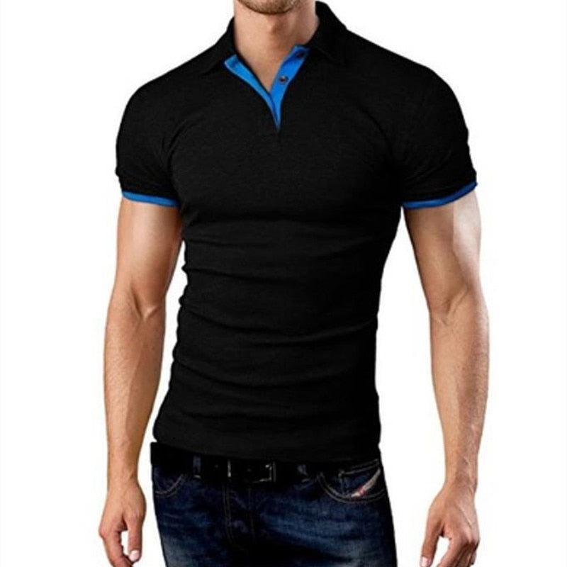 Männer Poloshirt Kontrast Kragen Polo Kurzarm Slim Fit Hemd Polohemd T-Shirt NEU