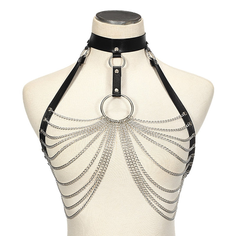 Sexy Harness Kette BH Gürtel Toys Punk Goth Frauen Bdsm Bondage Dessous
