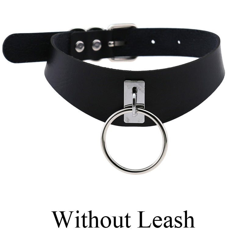 Frauen Sexy Punk Leder Dessous Halsband O-Ring Gürtelschnalle Halskette