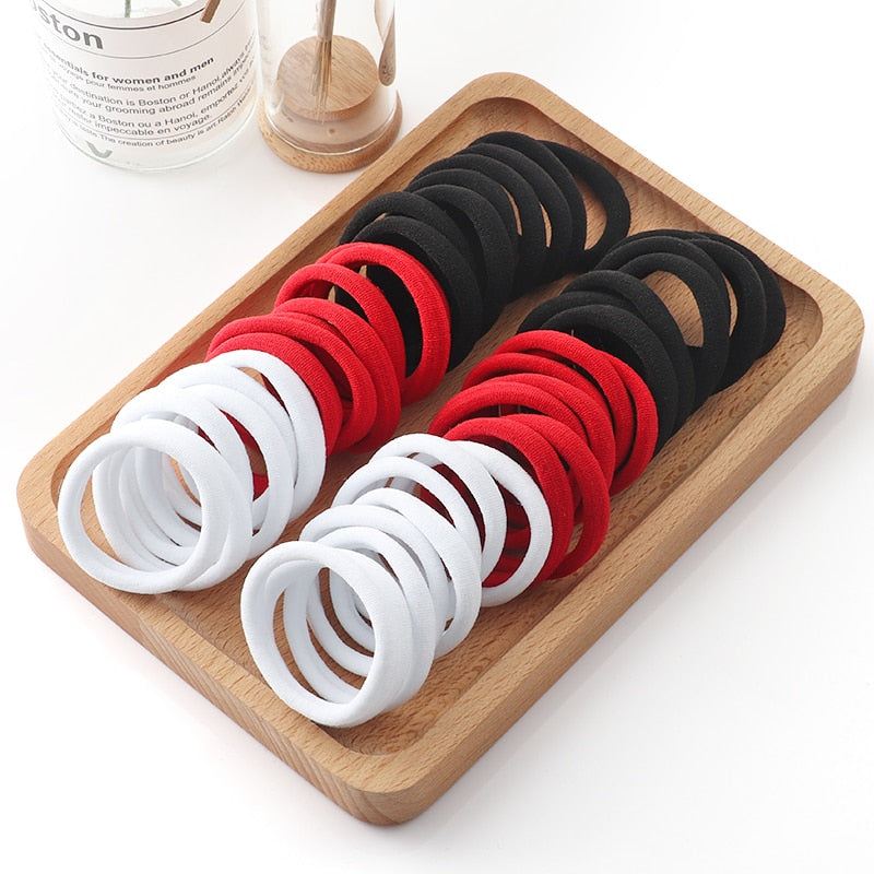 Haargummi Haarband Damen Haar Gummi 50 Stück Schwarz Bunt Zopfgummi Zopf