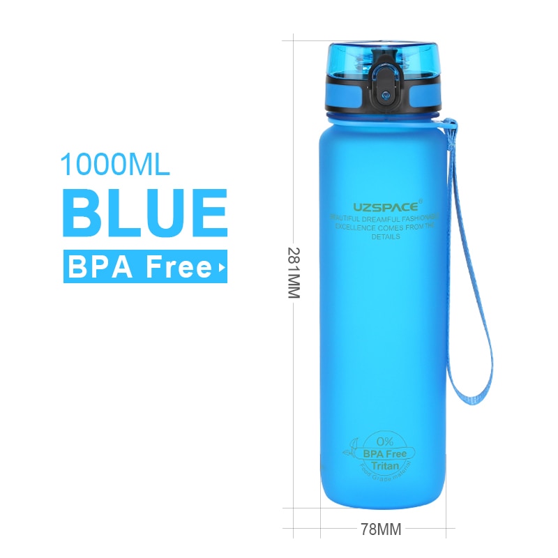 UZSPACE 1000ml Trinkflasche Sportflasche Wasserflasche Getränkeflasche BPA-frei Tritanflasche