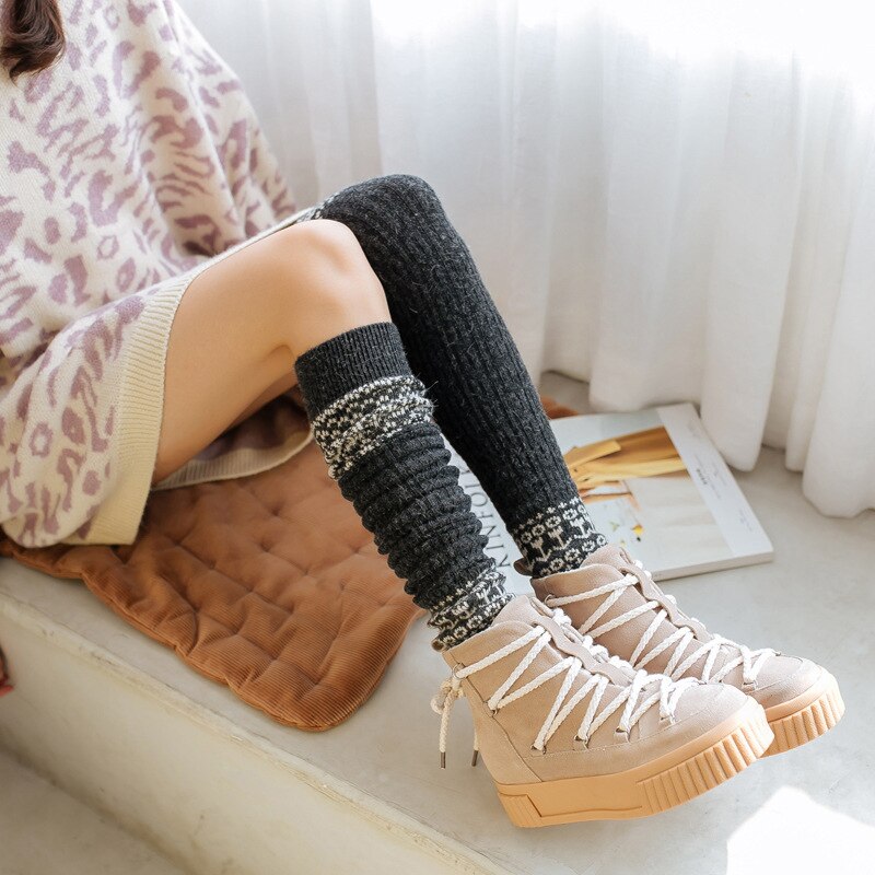 Damen Lange Socken Beinwärmer Stulpen Beinlinge Häkeln Kniestrümpfe Overknees
