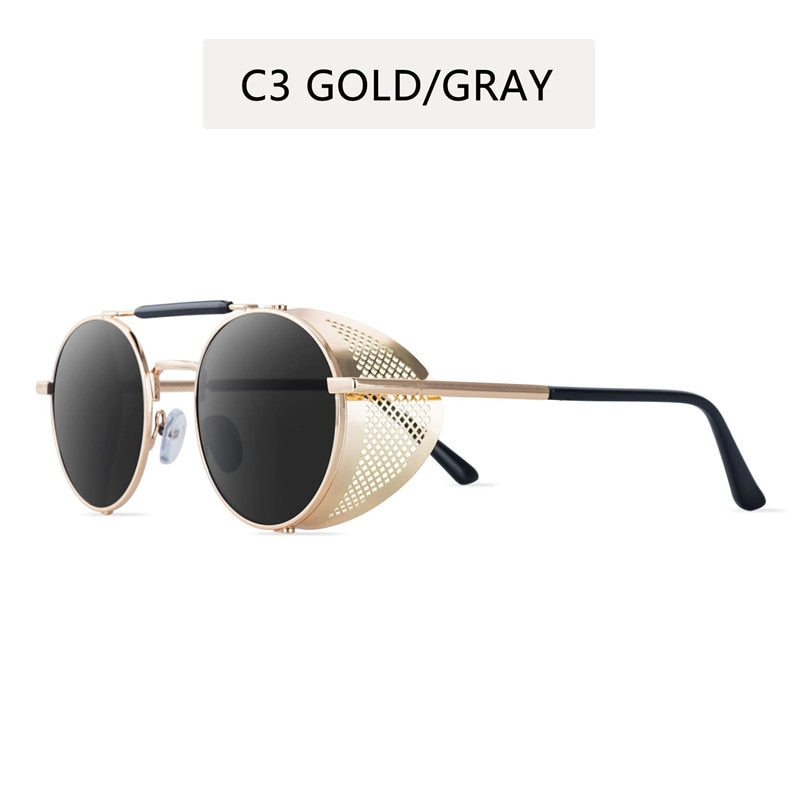Runde Polarisierte Sonnenbrille Retro Männer Frauen Metall Kreis Fahren Gläser UV400