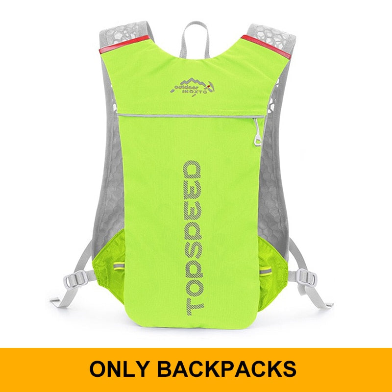INOXTO trail Ultraleichter Fahrrad Lauf Rucksack mit 5-Liter Trinksystem und Reflektoren