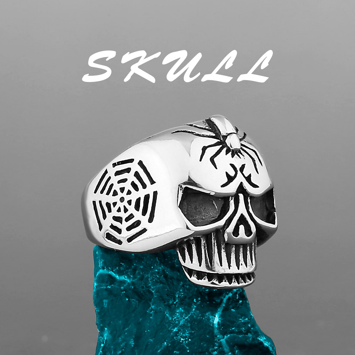 Edelstahl Herren & Damen Biker Rocker Spinning Ring Silber Skull Gothic