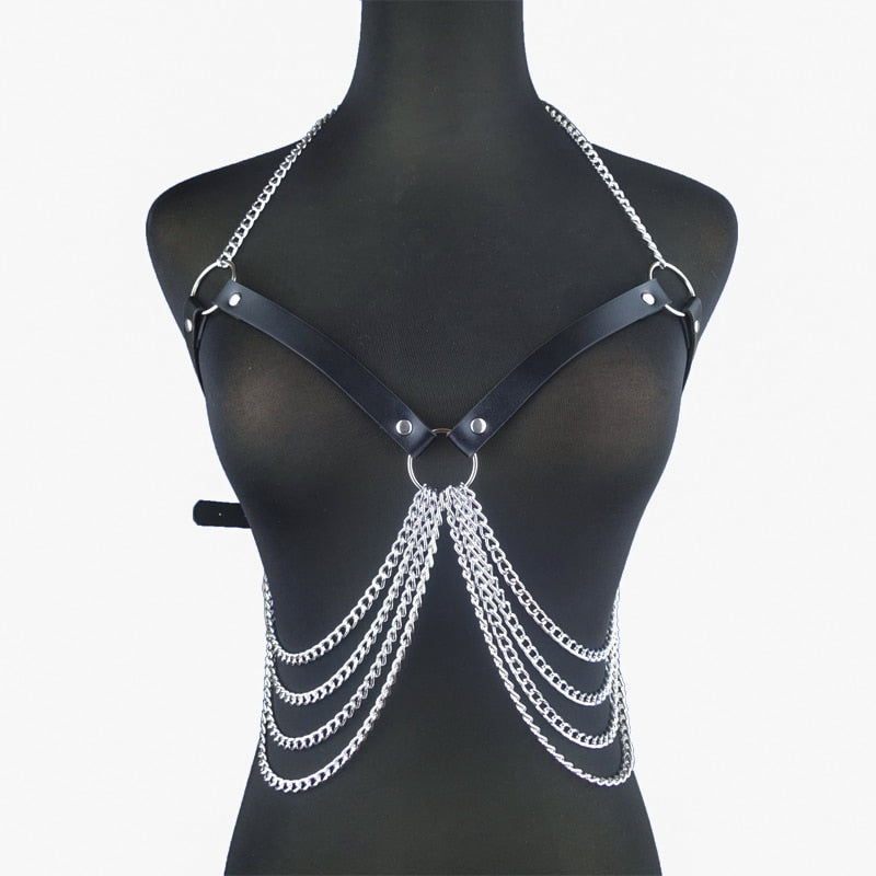 Sexy Harness Kette BH Gürtel Toys Punk Goth Frauen Bdsm Bondage Dessous
