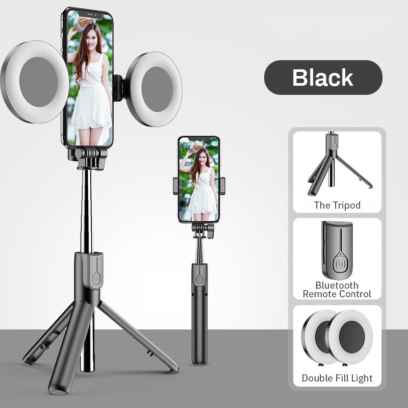 4 in 1 Wireless Bluetooth Selfie Stick faltbares Mini-Stativ mit LED-Ringlicht